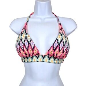 Victoria's Secret Womens Multicolor Ikat The Plunge Halter Bikini Top Size S